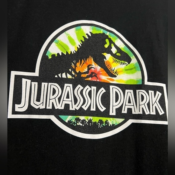 Jurassic Park Black Tie Dye Graphic TShirt Large - Picture 4 of 6